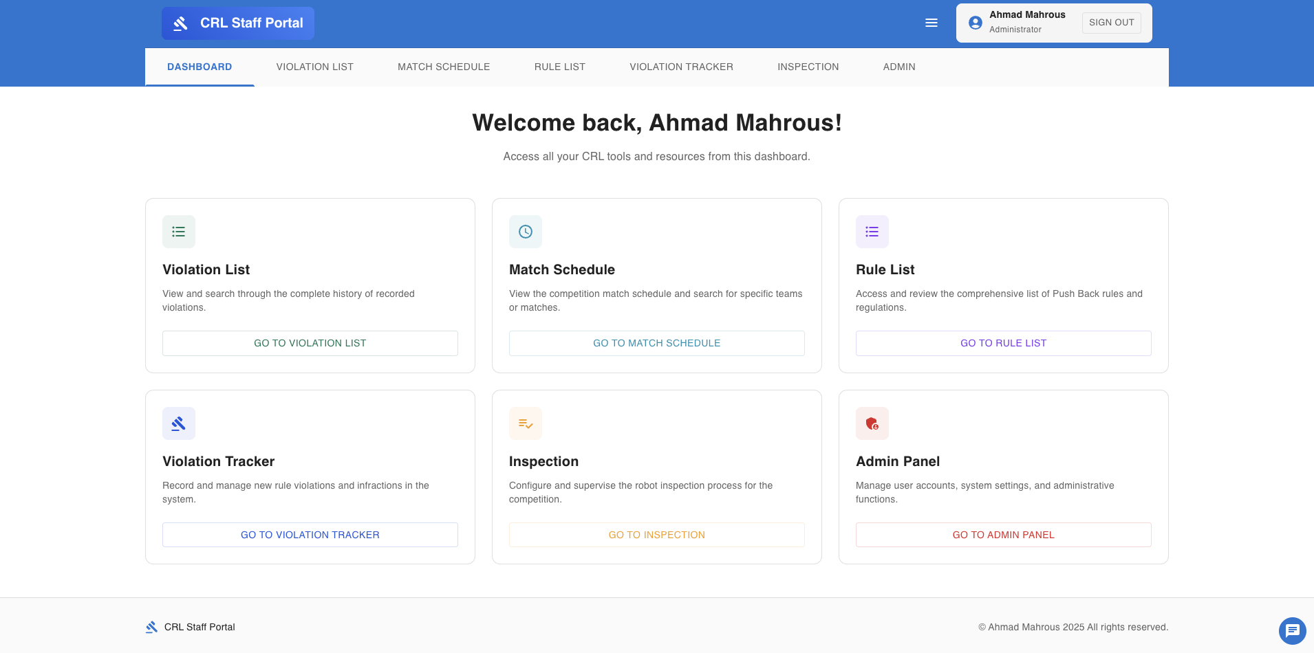 Staff Portal dashboard screenshot